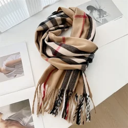 Lenço de caxemira feminino, lenços de pashmina, envoltório, lenço, quente, ao ar livre, senhora, moda, marca de luxo, 35x200cm, inverno