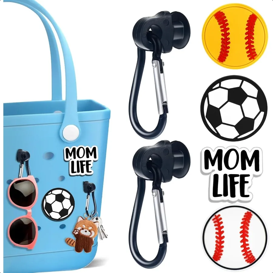 

Sports Ball Momlife Charms Hook Holder for Bogg Bag Accories Tote Beach Bag Decoration Charms Hook Set Baseball Softball Soccer
