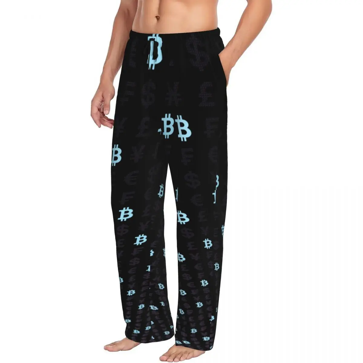 Vintage Bitcoin Logo Men Sleep Bottoms Male Lounge Trousers Men's Pajama Pants