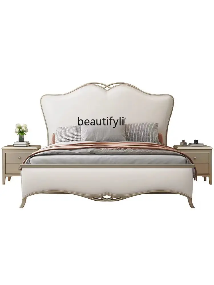 

Light Luxury American Style Solid Wood Modern Simple Double Bed Princess Bed Master Bedroom Storage Marriage Bed