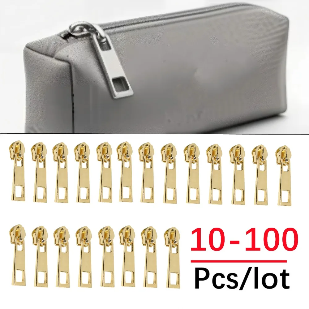 5/10/100 Piezas 5 #   Deslizadores de Cremallera LightGold para Cremalleras de Nylon, Reparación de Cremalleras de Bolsos y Ropa, Kit de Accesorios de Costura