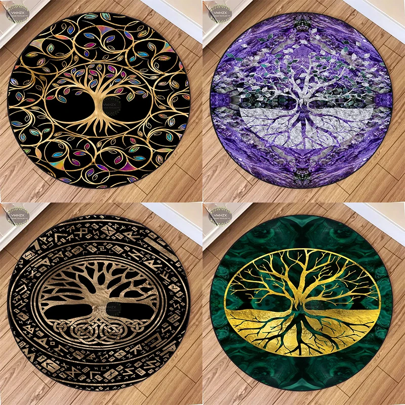 Tree of Life Rug Round Large Carpet for Living Room Bedroom Foot Rugs Baby Crawl Non-slip Floor Mat Aesthetics Home Decoration