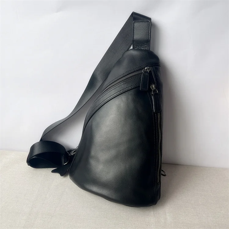 

Мужская нагрудная сумка из натуральной кожи, большая емкость, верхний слой из воловьей кожи, простая сумка через плечо, модная повседневная мягкая кожа