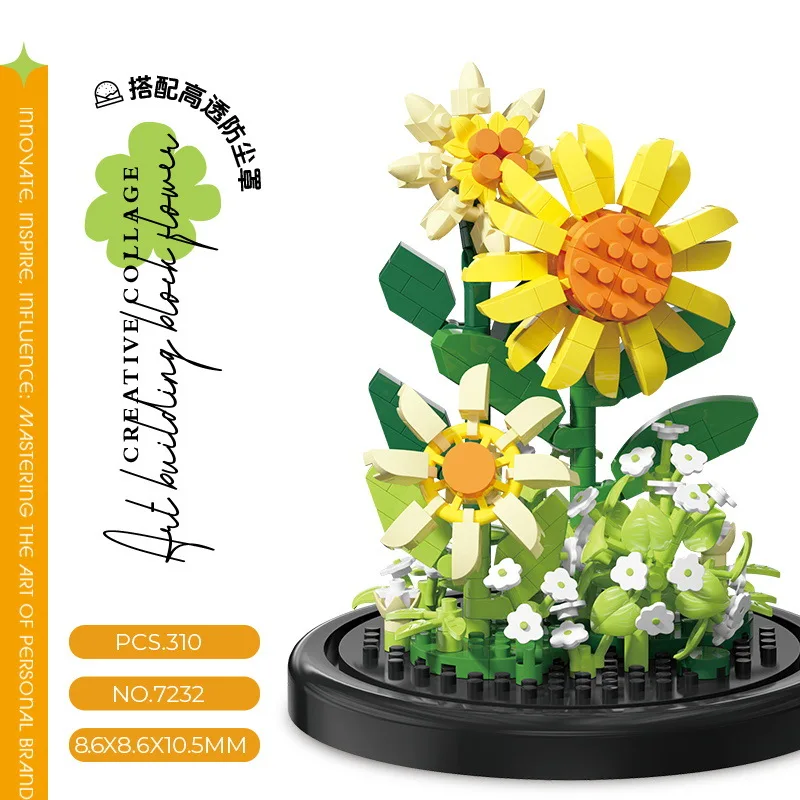 

Mini Micro Building Blocks Bouquet Flower DIY Rose Plant Bonsai for Desk Decor Creative Flowers Construction Set for Girls Gifts