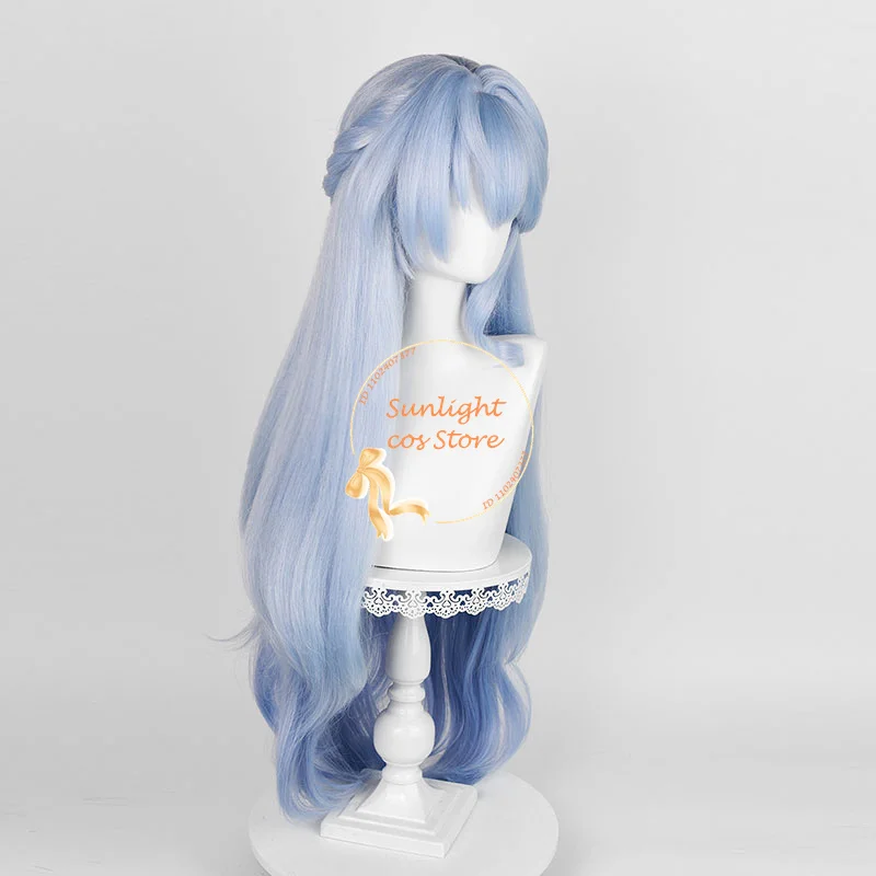 Robin Cosplay Wig 96cm Long Cruly Light Blue Mixed Gradient Wigs Heat Resistant Synthetic Hair Halloween Anime Wig + Wig Cap