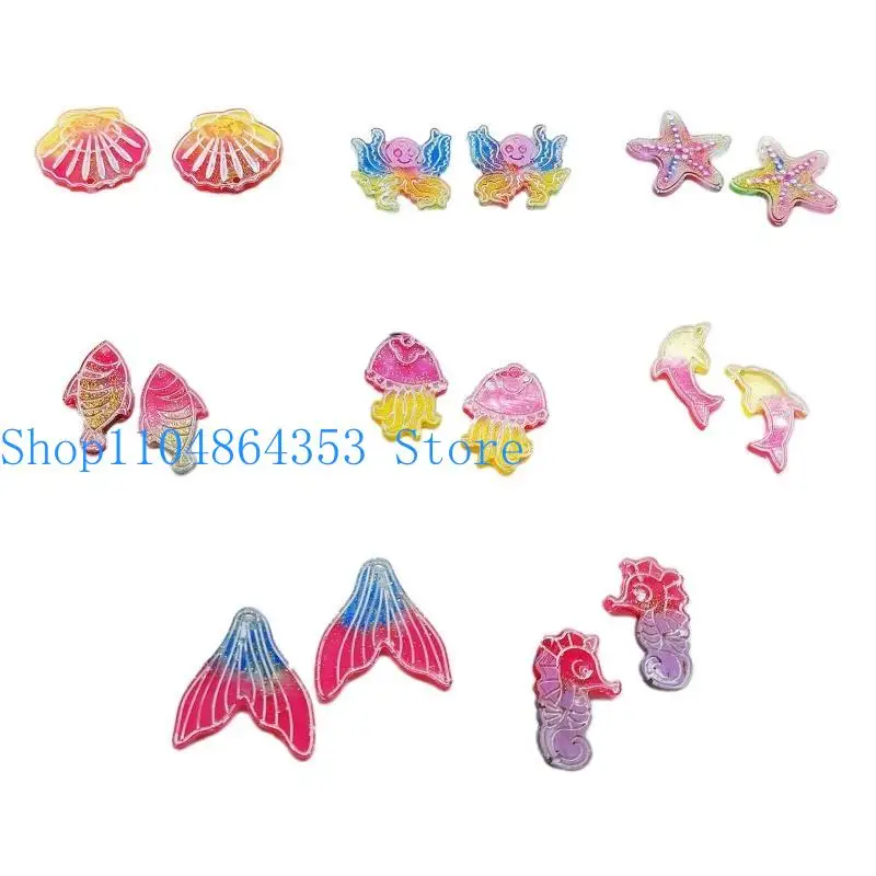 652F Ocean Series Earring Molds Resin Jewelry Molds,Earring Silicone Mold for w/ Hole for DIY Resin Jewelry,Pendant,for Key C