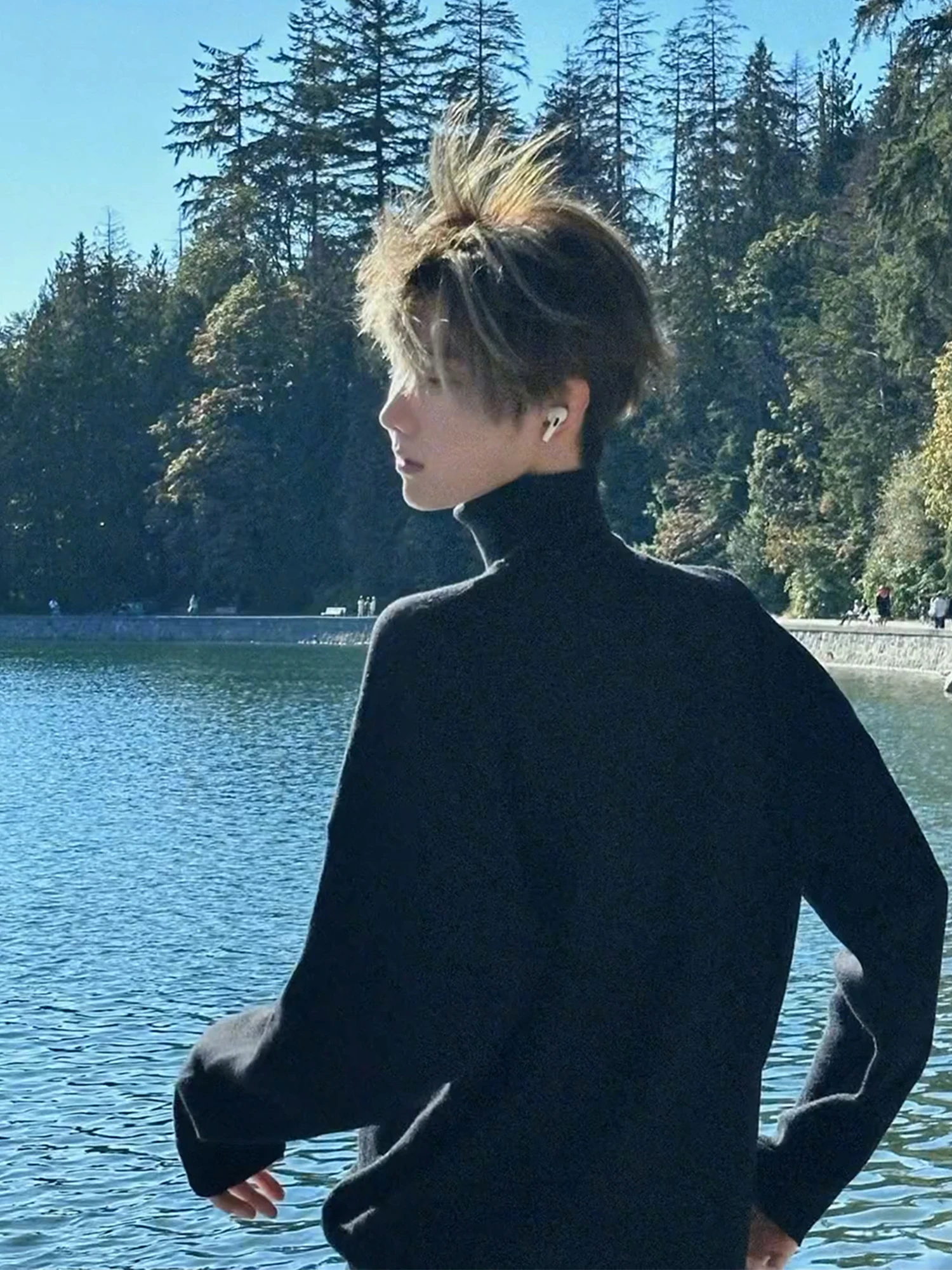 

Мужской свитер Bla Long Sve f с высоким воротником Thermal irt Cleanfit Lazy Sle, внутренний свитер, зимний сезон, полиэфирное волокно