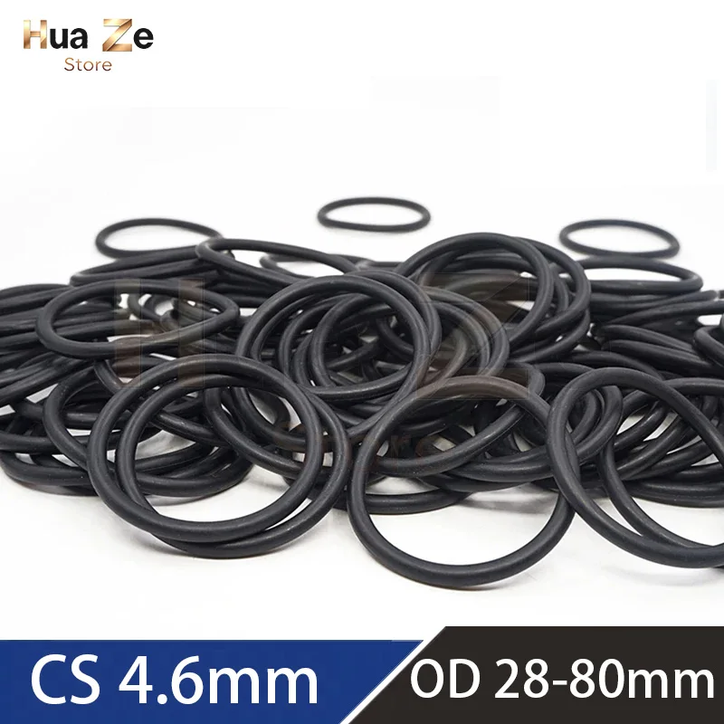 20-100pcs , CS 4.6mm OD 28 30 32 35 36 37 38 40 42 45 48 50-80mm,Black NBR O-Ring Seals Oil Resistant Round Gaskets Customizable