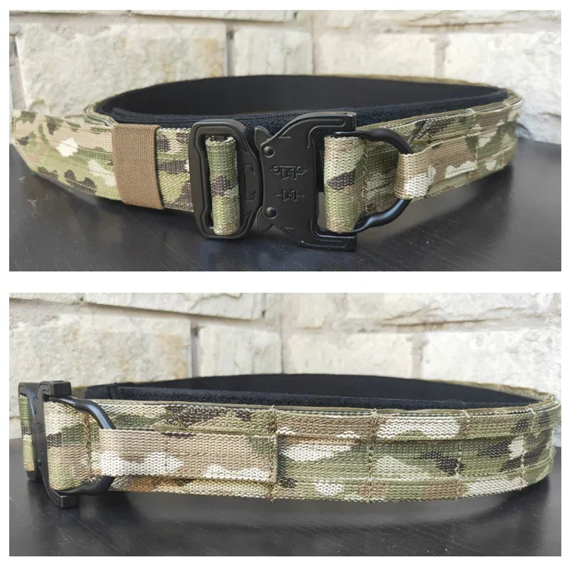 

Тактический ремень Molle Multicam для страйкбола, стрельбы истребителя, боевой охотничий двухслойный жесткий ремень шириной 3,8 см