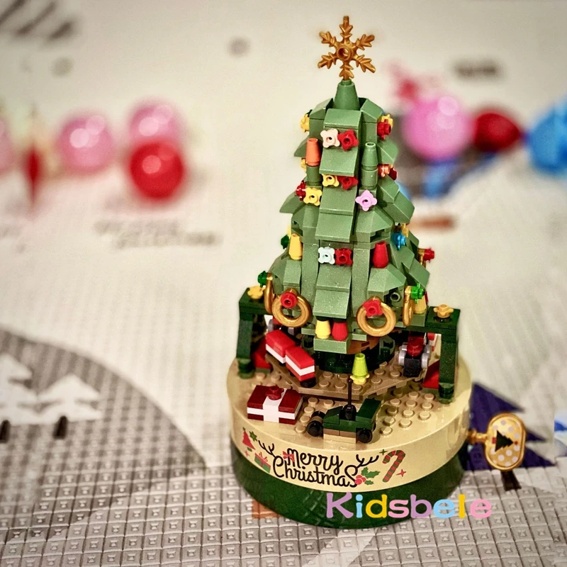 Christmas Tree Building Kits for Kids DIY Building Block Music Box Xmas Educational Learning Science Building Gfit For Kids