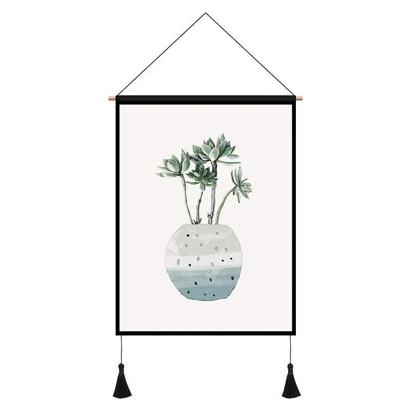 

Dining room decorative painting green plants and flowers hanging painting living room background canvas decorative painting