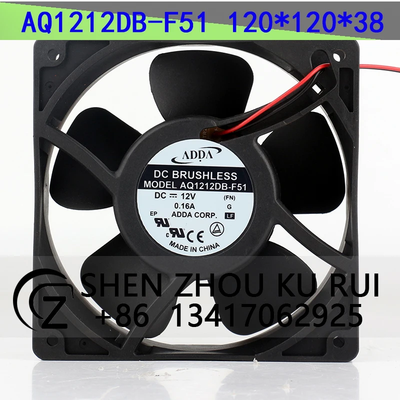 

Original Taiwan ADDA 12V 0.16A 12038 120X120X38MM 12CM Waterproof two-wire inverter AQ1212DB-F51 cooling fan