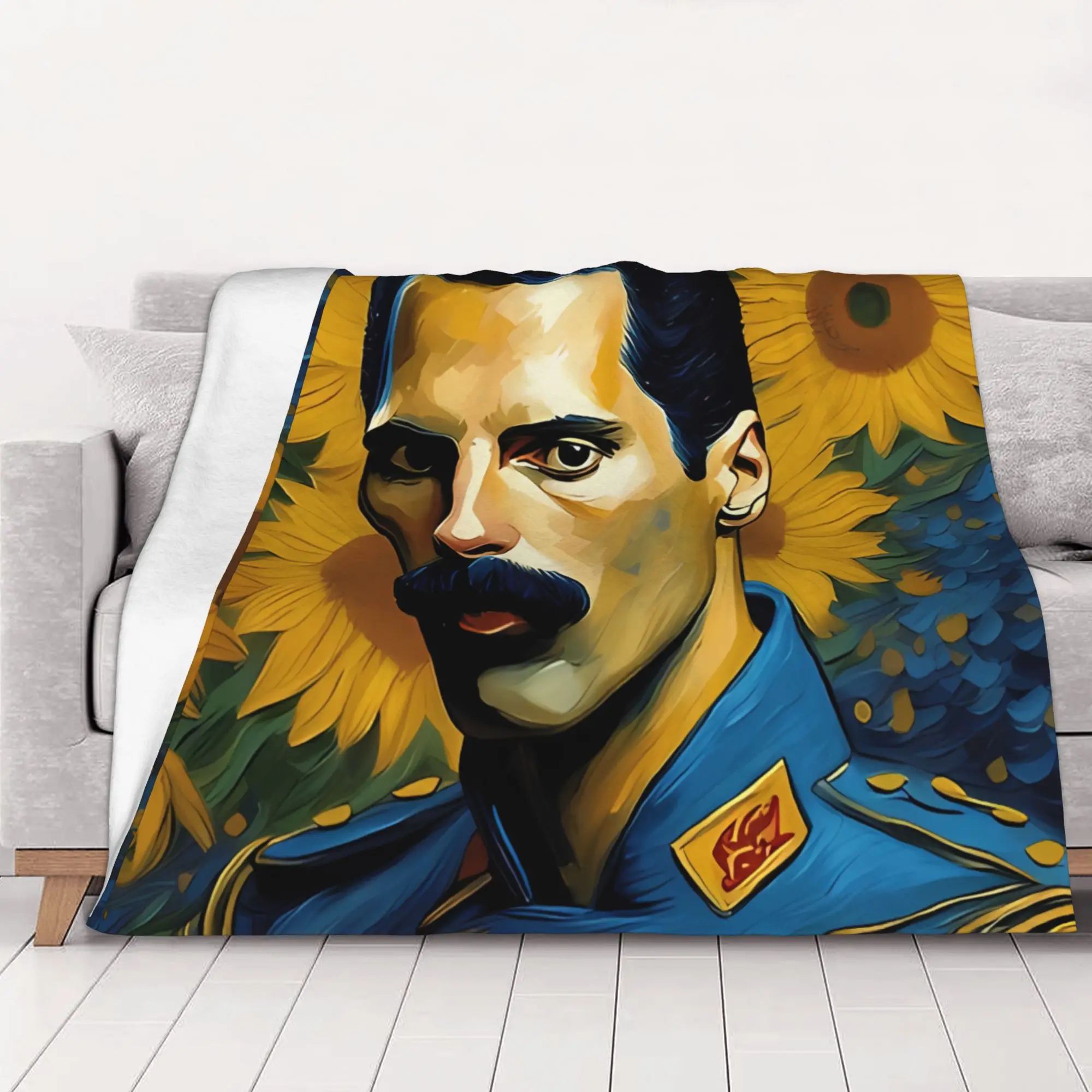 1PC home Cute Room Decor fFreddie Mercury Van Gogh Blanket Throw Blanket fFreddie Mercury Novelty Warm Blanket All Season