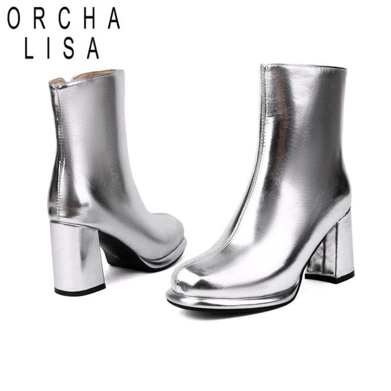 

Классические ботильоны ORCHA LISA с круглым носком на блочном каблуке, платформа 8 см, 1 см, лакированная кожа, размер 46, 48, 49, мода