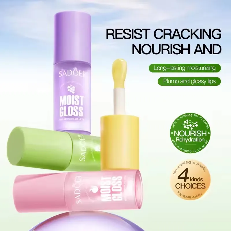 

SADOER Crystal Jelly Lip Oil Hydrating Plumps Lip Gloss Cute Makeup Lipsticks Tinted Clear Serum Fruit Lip Balm Cosmetics
