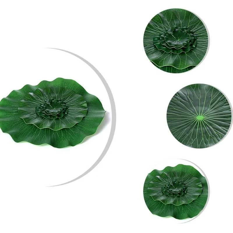 Hojas de Loto Artificiales Flotantes para Estanques y Acuarios - imagen 5