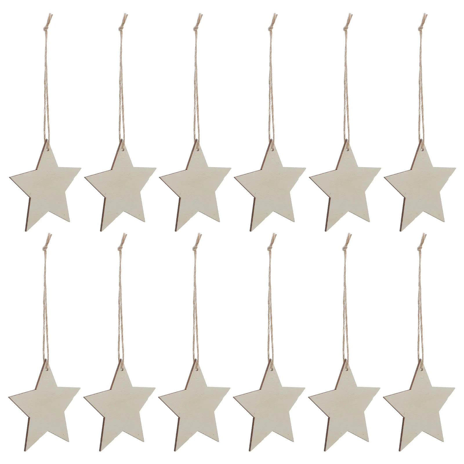 

100Pcs Stars Hanging Ornament Handmade Wooden Pentagram Craft for Xmas Tree Window Door Hanging Festival Party Decoration