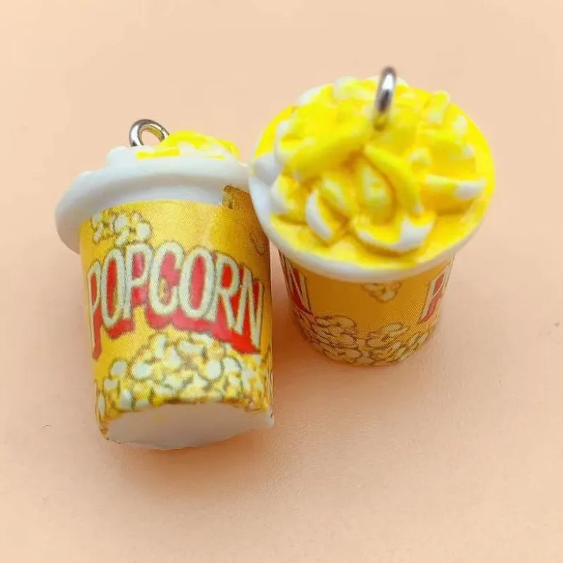 10pcs/Pack Popcorn Hamburger Resin Charms for Earring Key Chain Necklace Pendant jewelry Findings Making