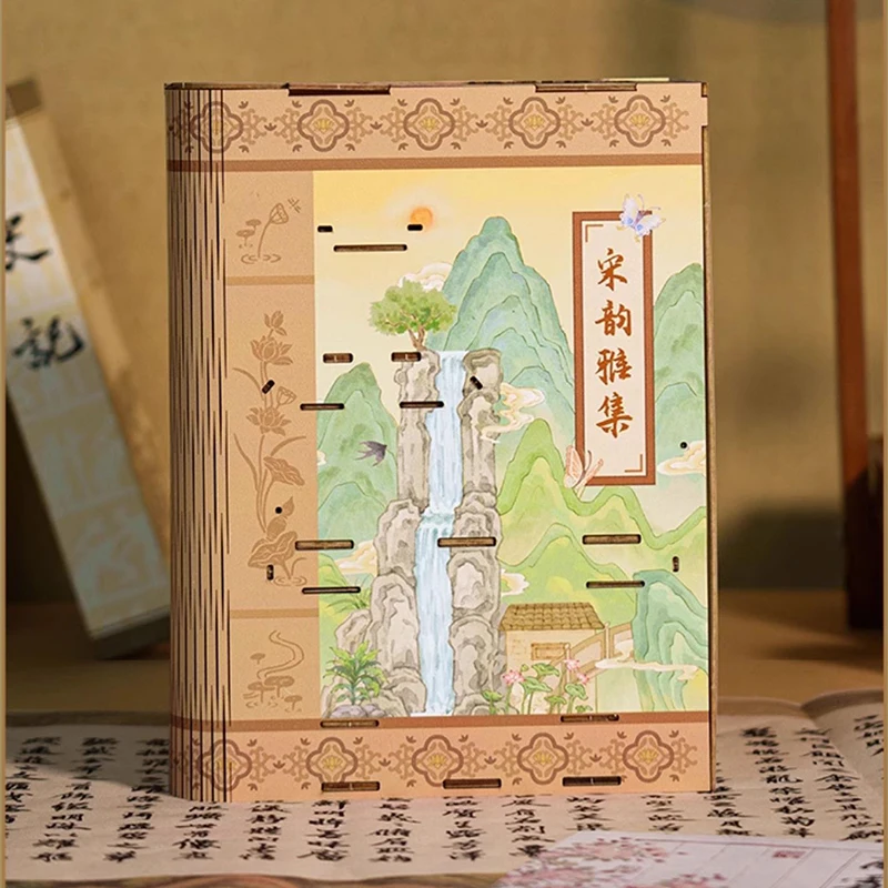 DIY-Buchecke, Regaleinsatz-Sets, der Charme der Song-Dynastie, Buchstütze, Holz-Miniaturmodellbausatz, Bücherregal für Freunde, Geschenke