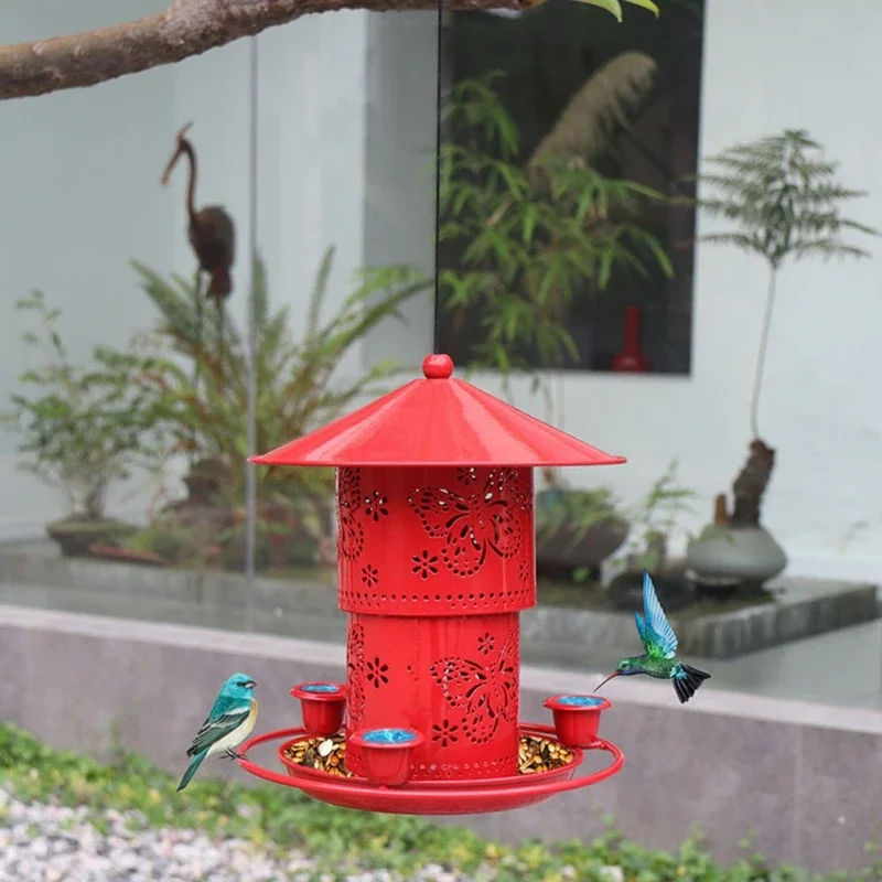 1pc Outdoor Garden Courtyard Hanging Bird Feeder, Garden Automatic Hummingbird Feeder Wild Bird Feeder #