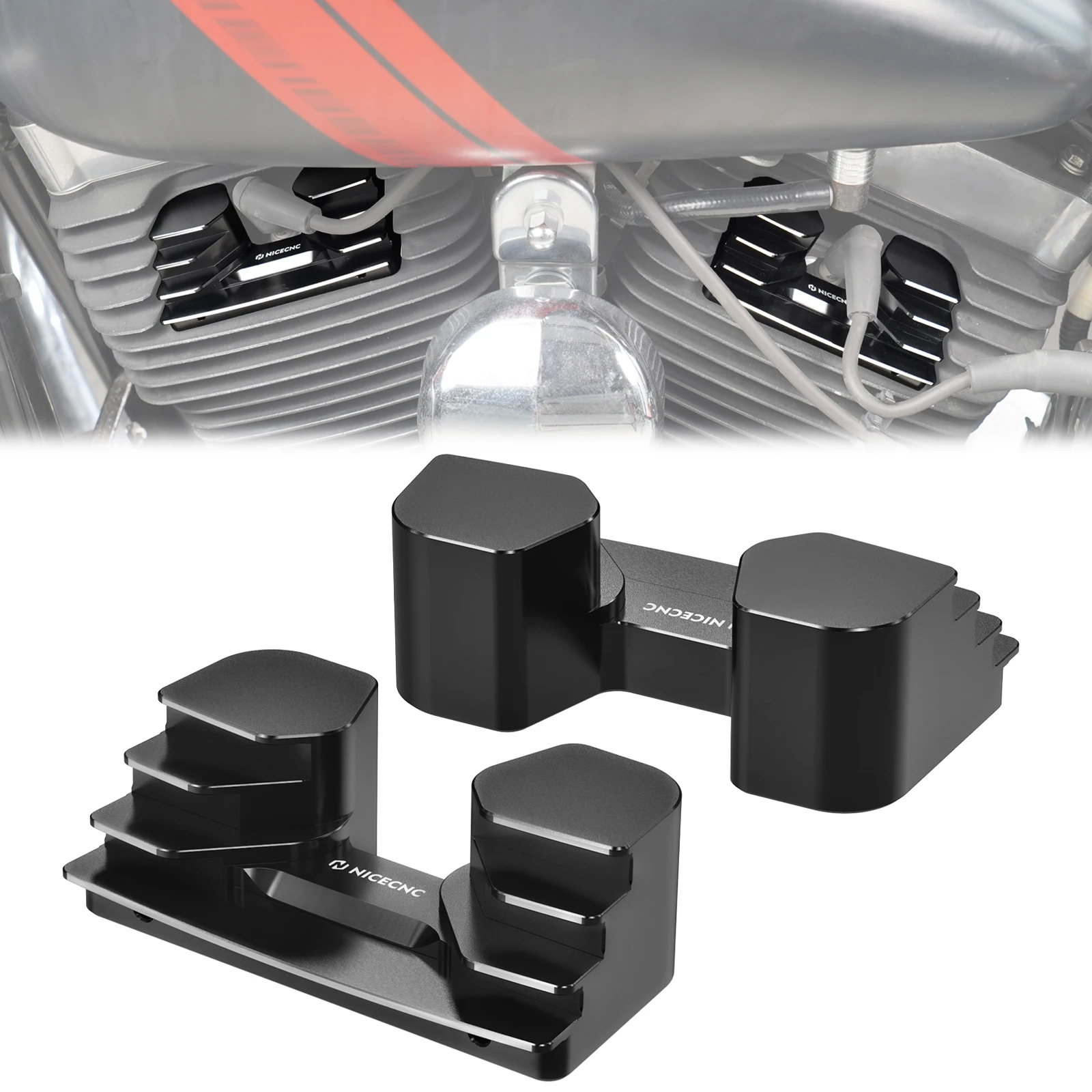 Motorcycle Finned Spark Plug Covers for Harley Dyna Fat Bob FXDF Street Bob FXDB 2008-2017 Low Rider FXDL Wide Glide 1993-2017