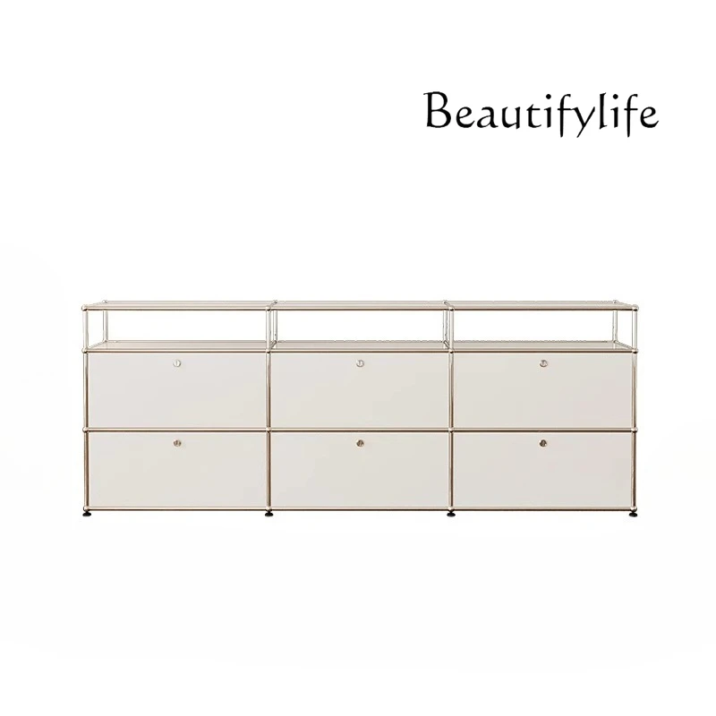 

Medieval Modular Cabinet Combination Stainless Steel Multifunctional Simple Decoration Mealside Storage Cabinet Bucket Cabinet