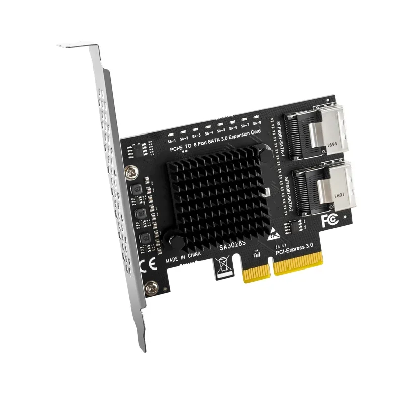 

NEW Expansion Card Riser PCI-E PCI Express X4 Controller PCIe to Mini SAS 8087 8 Port SATA 3.0 6Gbps SSD Adapter for Chia Mining