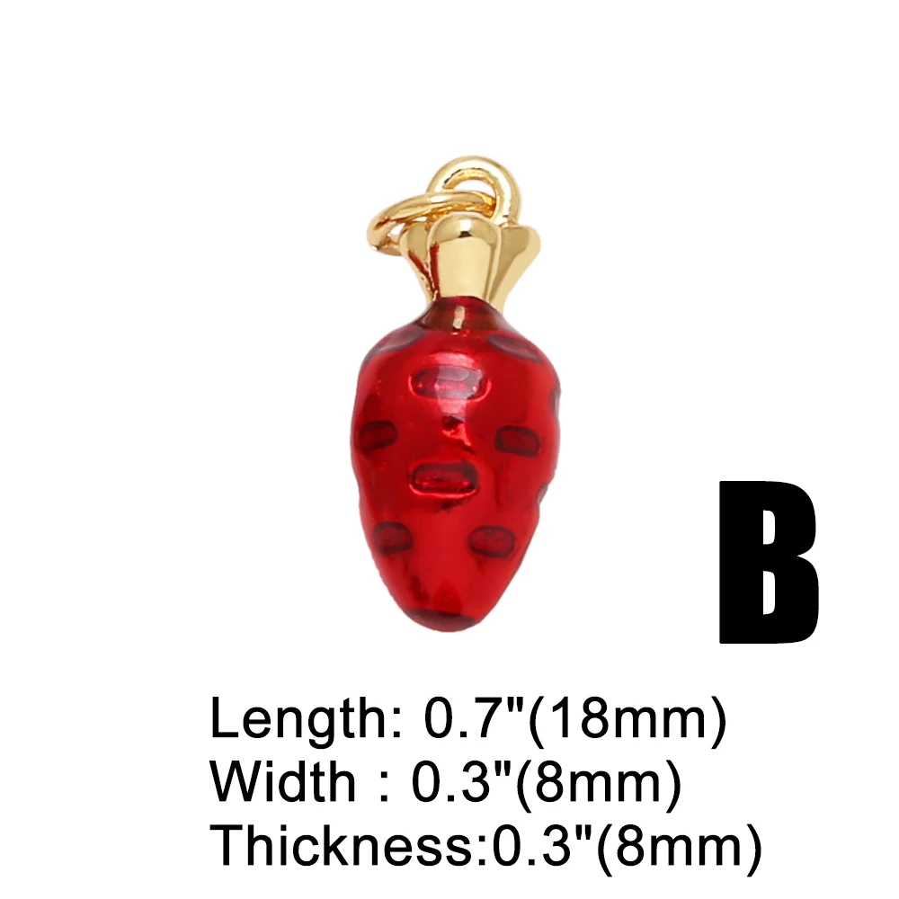 OCESRIO Trendy Red Enamel Strawberry Charms for Bracelet Copper Gold Plated Mushroom Carrot Chili accesorios de joyería chma319