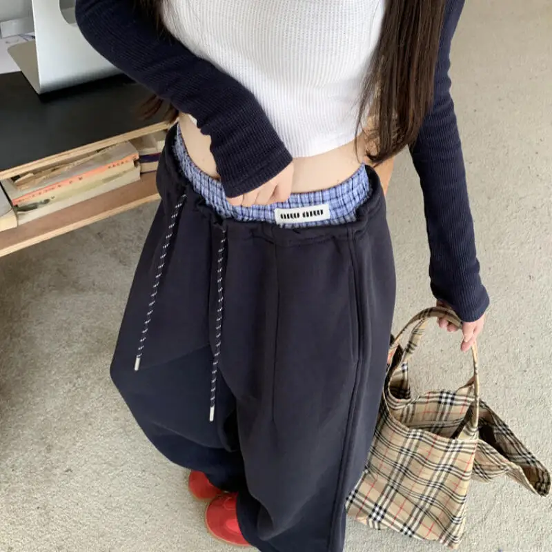 Mädchen Herbst Winter Boden Hosen Jogginghose Lose Breite Bein Hosen Drapieren Gerade Bein Hosen Weibliche Hohe Taille Jogginghose Großhandel