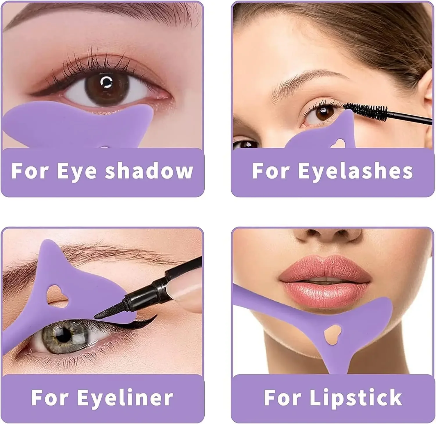 CNKESS 2-teiliges Set, multifunktionales Augen-Make-up-Werkzeug, Silikon, Schönheitslineal, Lidschatten, Highlight, Lippenstift, Eyeliner, Hilfswerkzeug-Set