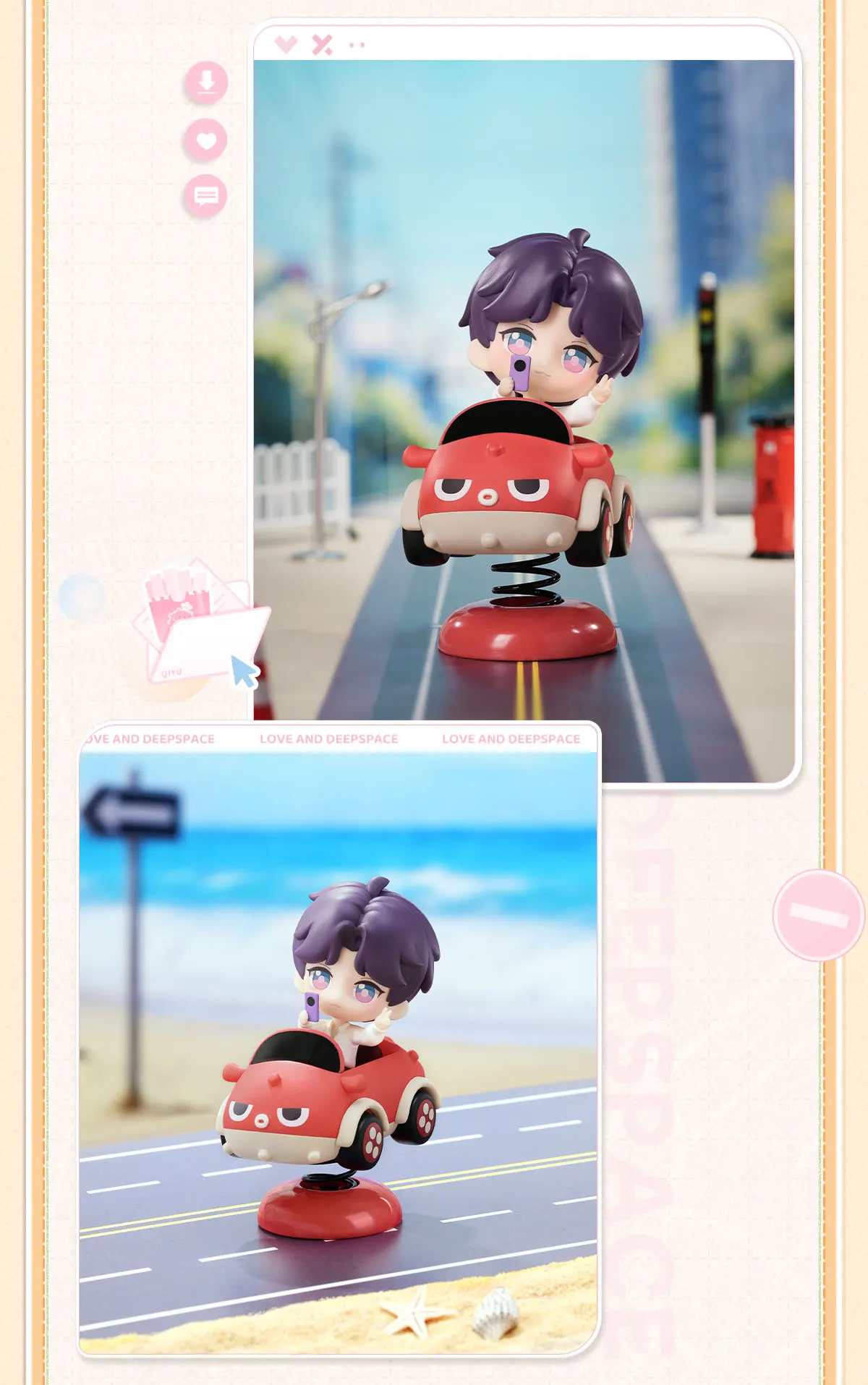 Love and Deepspace Time to Travel Series Car Figure 5 Styles Cute Anime PVC ABS Metal Vehicle Ornament Collectible Desk Decor view 5