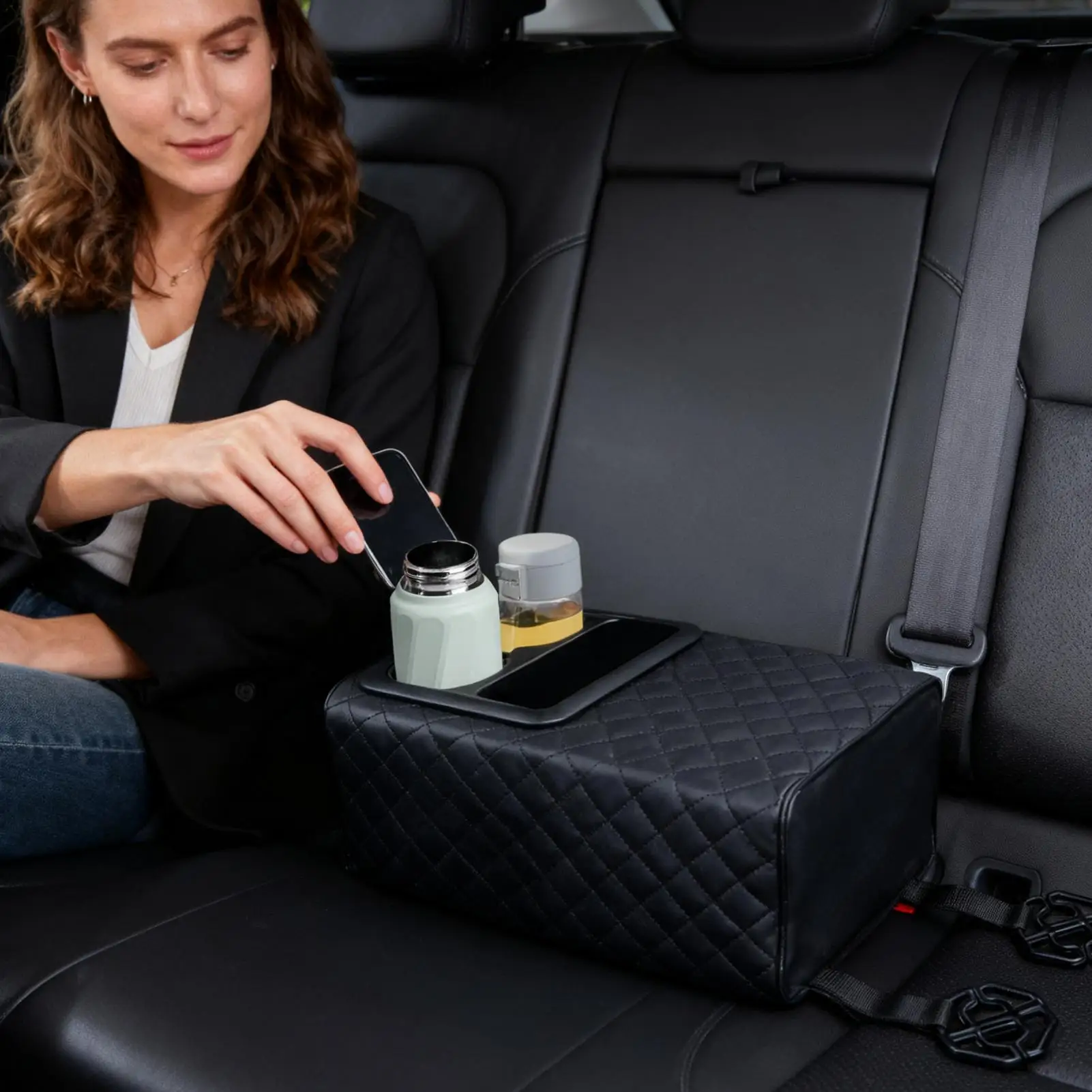 Car Rear Seat Armrest Box Automotive Arm Rest Organizer With Cup Holder Second Row Rear Central Armrest Box For SUV Truck Sedan