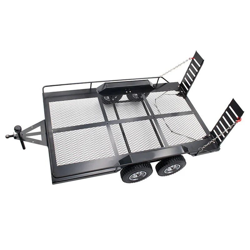 KYXRemote control off-road voertuig accessoires 1:8 1:10 model auto simulatie dual as alle metalen flatbed trailer KM4/2 SCX10 Rc