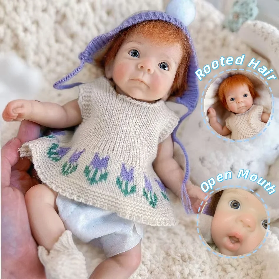 

10Inch Open Mouth &Waterproof Whole Body Solid Silicone Bebe Reborn Girl With Rooted Hair Muñecas Reborn Corpo De Silicone