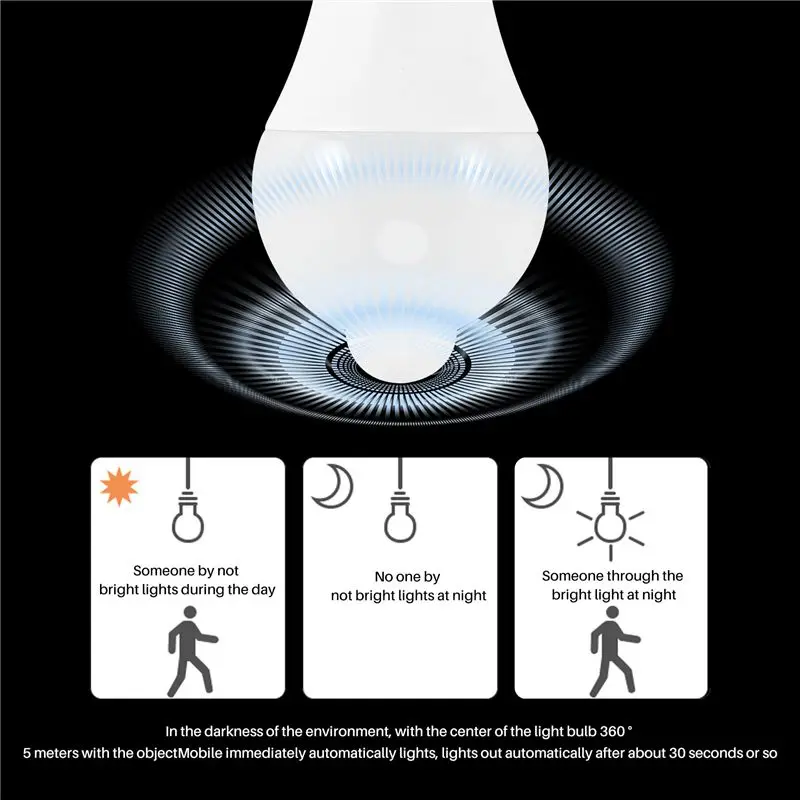 Fresh 12W Motion Sensor Light Bulb,Outdoor/Indoor Movement Activated Security LED Bulb,1000LM,E26/B22,3500K Warm White