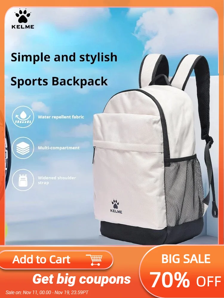 Kelme Backpack For Both Men And Women Large Capacity Travel Sports Bag College Computer Backpack Lightweight Camping Bag