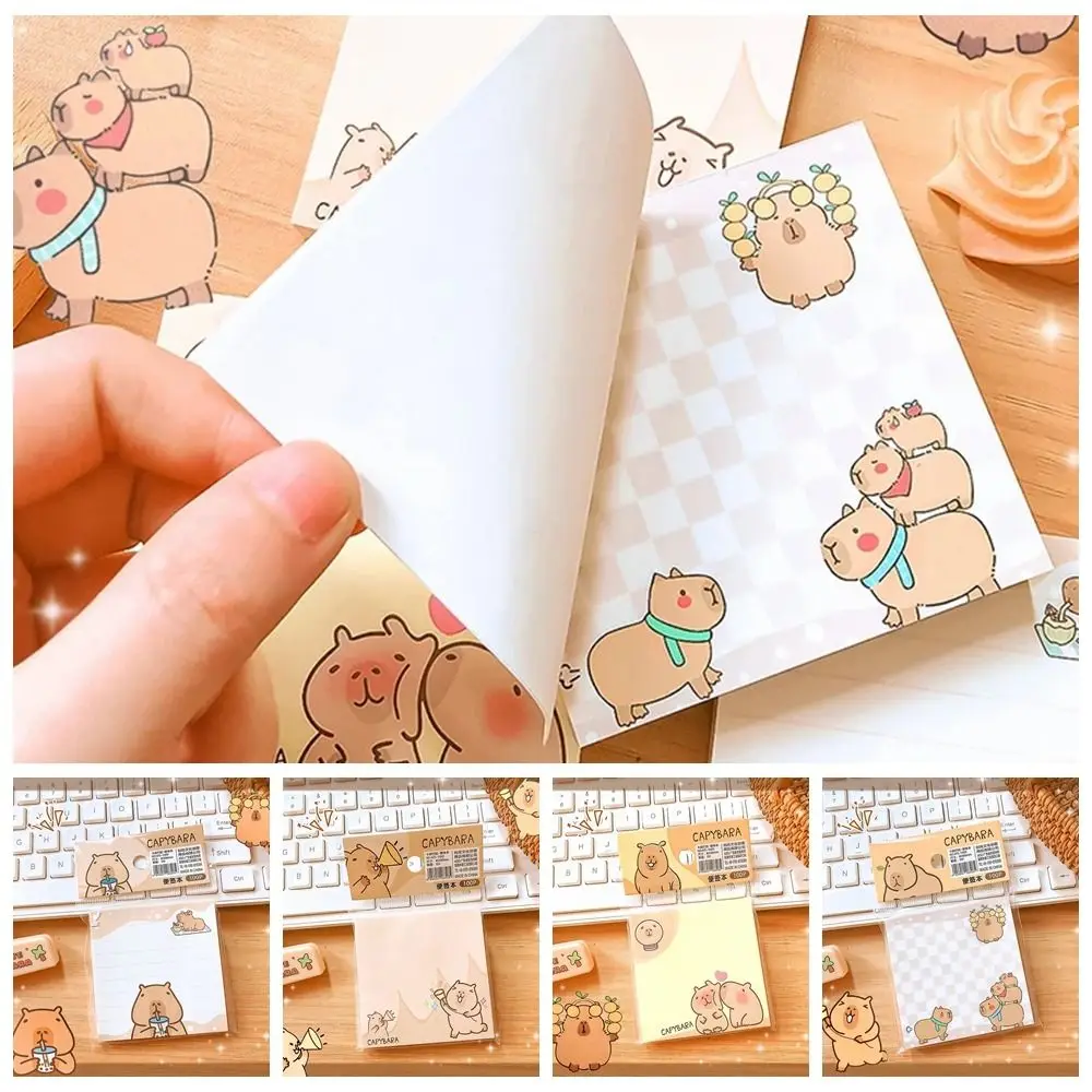 Message Paper Kawaii Capybara Memo Pad Non Sticky Portable Note Paper Cute Cartoon Note Pad Student