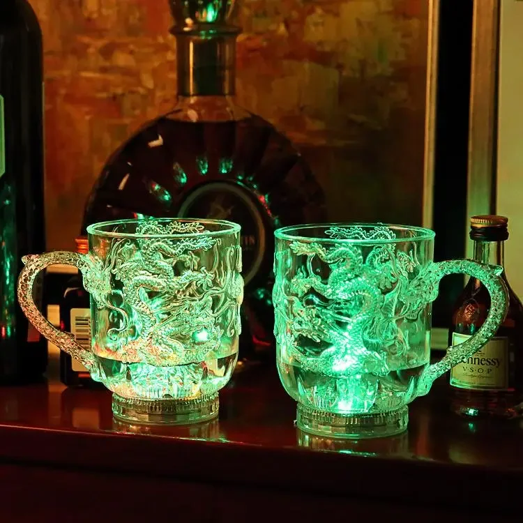 LED Flash Magic Color Changing Dragon Cup Water Activated Light-Up Beer Coffee Milk Tea Wine Whisky Bar Mug Travel Gift - Image 2