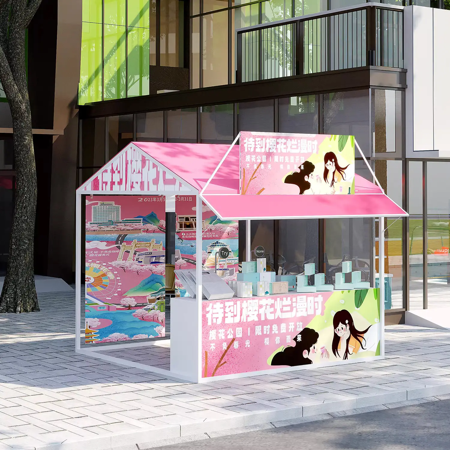Outdoor market stall display racks, food snack streets, iron wrought commercial street event promotion booths, stalls