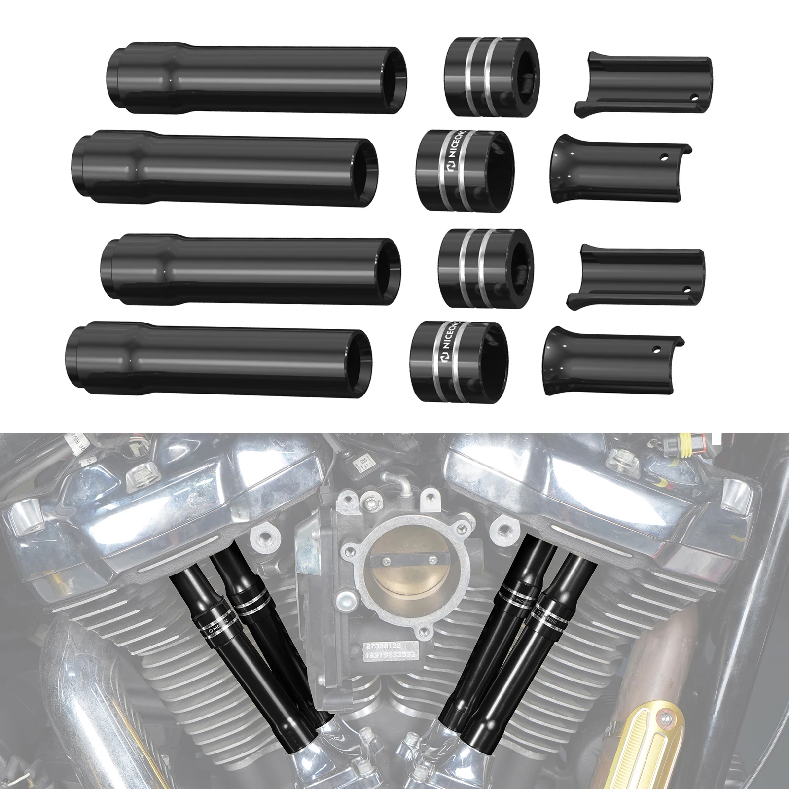 Motorcycle Pushrod Tube Covers for Harley Road King/Special Street Glide Ultra Limited Tri Glide Ultra Electra Glide 2017-2024