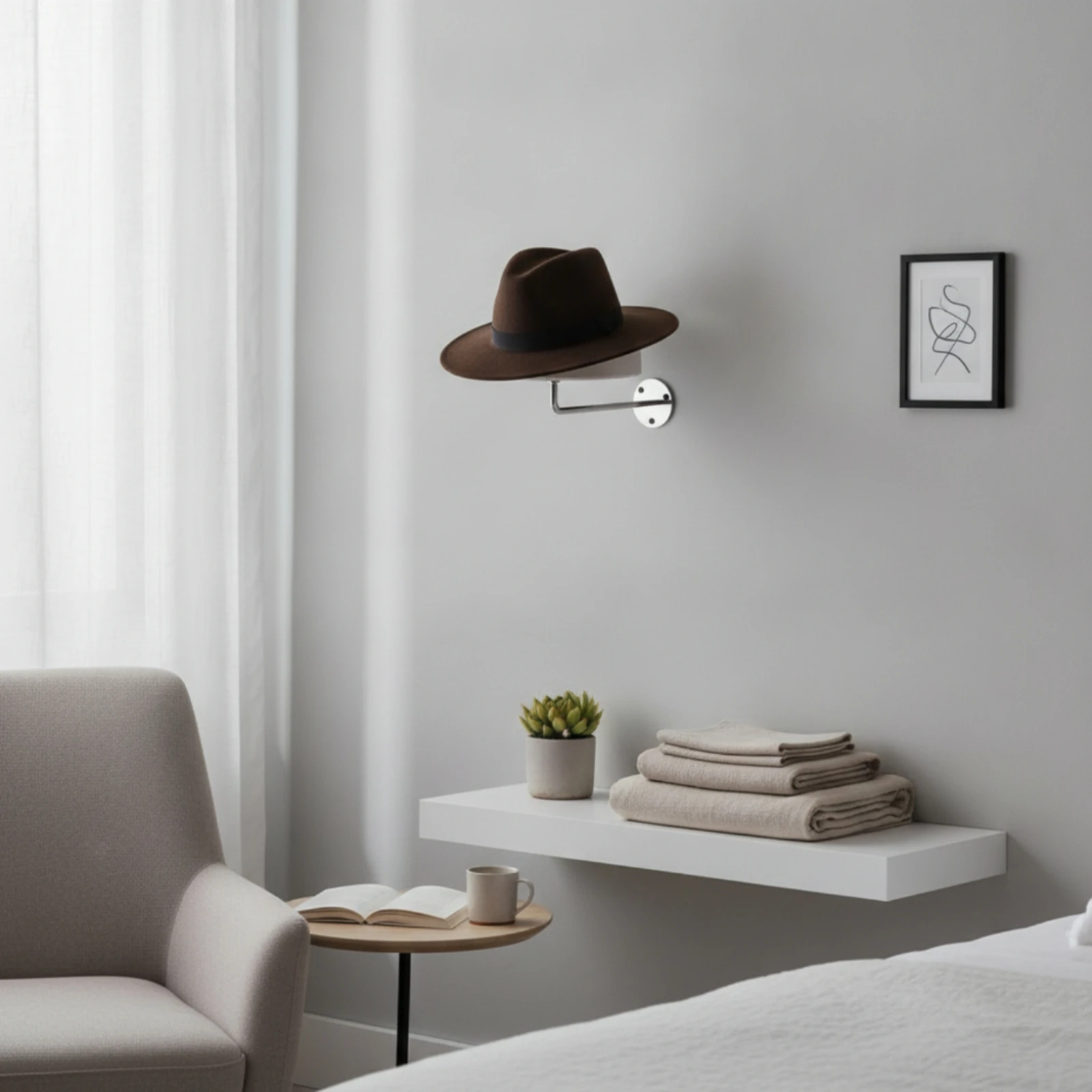 Wall Mount Hat Holder Multifunctional Hairpiece Holder Holder with Wall Mount Hat Display with Metal Hook Detachable Hairpiece