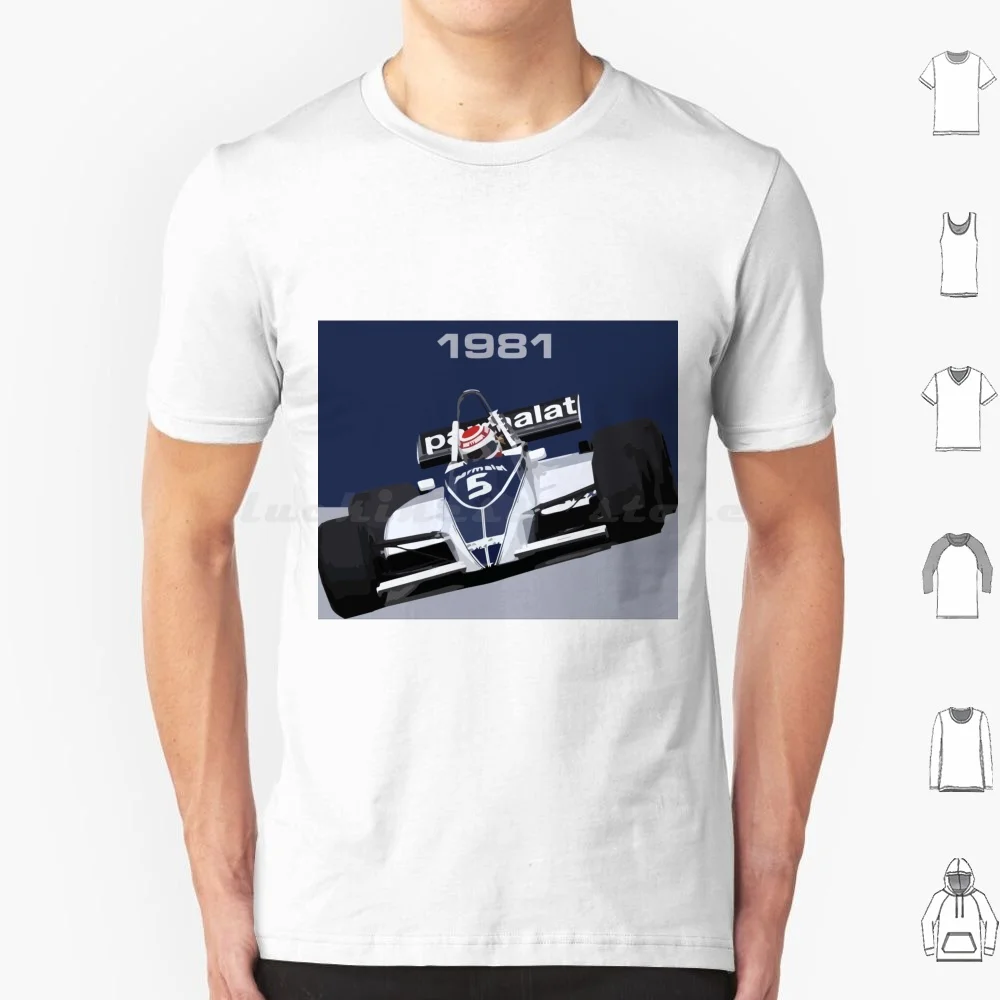 Nelson Piquet 1981 T Shirt Big Size 100% Cotton Nelson Piquet Drivers Racing Elf Scotland Race Racing Drivers Retro Jackie Ickx