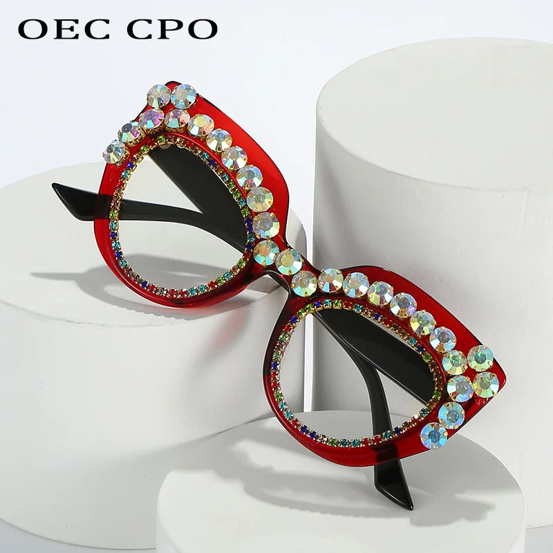 

Diamonds Punk Optical Glasses Women Trendy Colorful Luxury Rhinestone Clear Eyewear Female Spectacles Cateye Eyeglasses Ladies