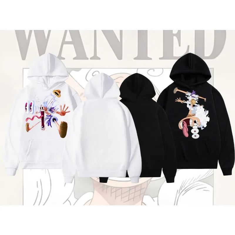 เสื้อฮู้ดลายลูฟี่สุดฮาจากวันพีซ ผ้าฝ้าย ใส่ได้ทั้งฤดูใบไม้ร่วงและฤดูหนาว สไตล์สตรีท คู่รัก ทรงหลวม สบายๆ แขนยาว เสื้อคอสเพลย์ลูฟี่