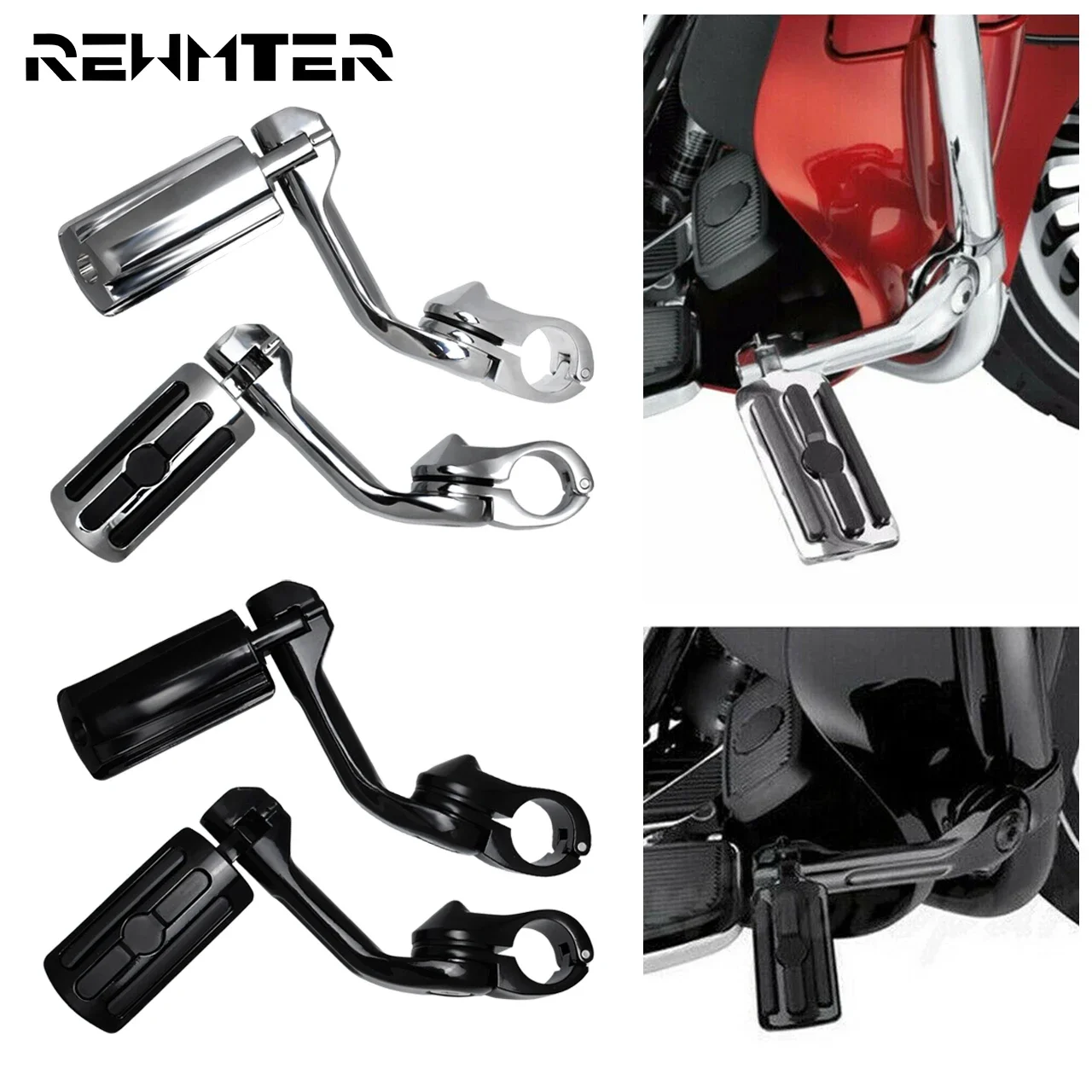 

Motorcycle Universal 1.25" 32mm Footrest Pedal Long Angled Highway Engine Guards Foot Pegs Mount Kits For Harley For Yamaha