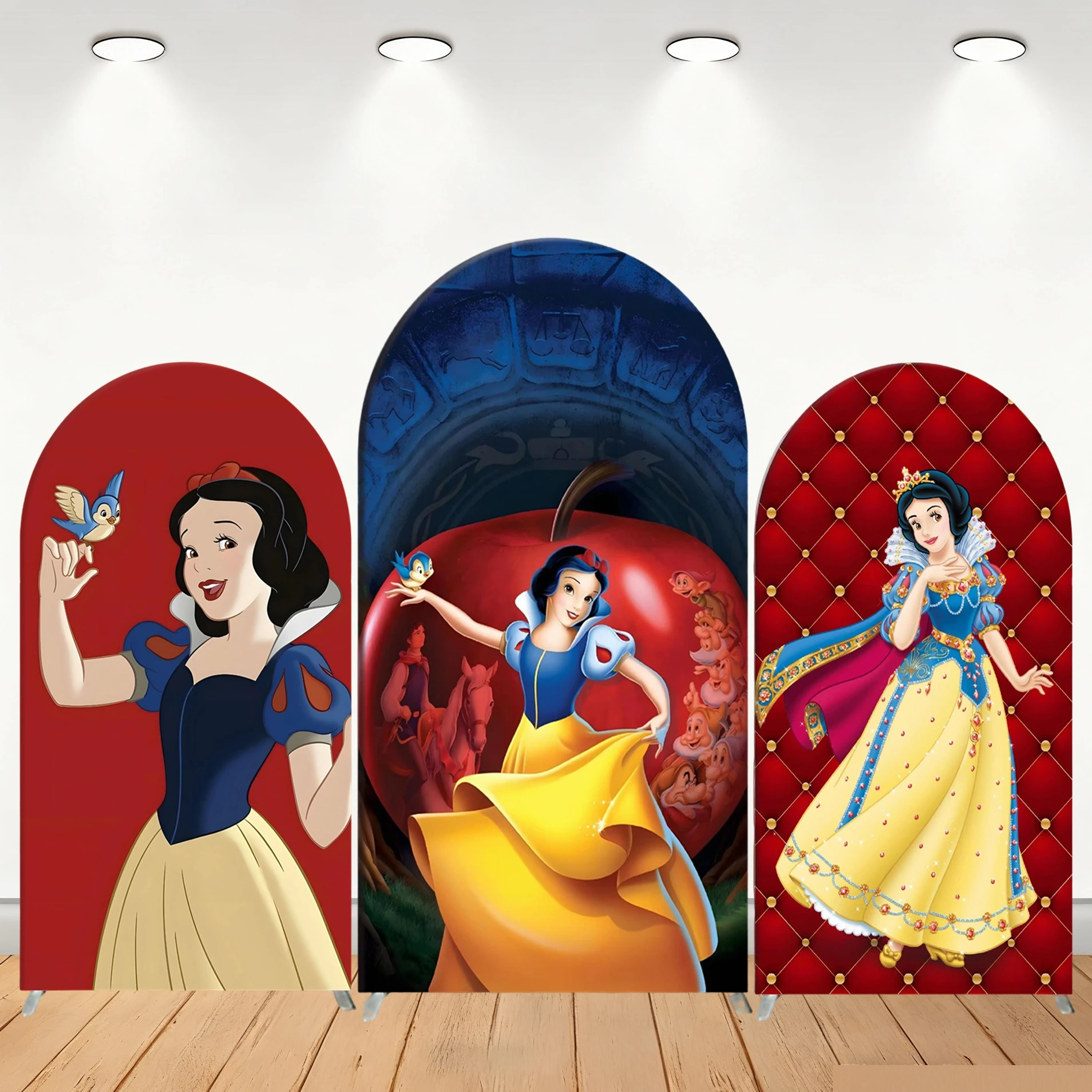

Disney Snow White Theme Arch Backdrop Red Apple for Girls Birthday Party Decoration Photo Background Wall Baby Shower Supplies