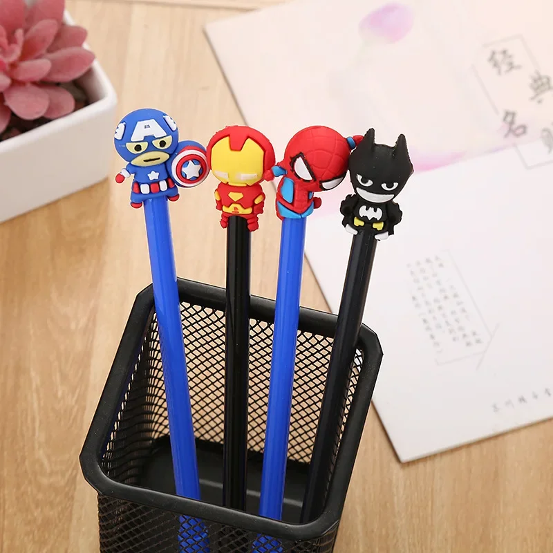 Super-heróis Assinatura Caneta Para Estudantes, Spiderman Papelaria, Batman, Homem De Ferro, Canetas Criativas Dos Desenhos Animados, Caneta Exame Minimalista, Assinatura Do Escritório