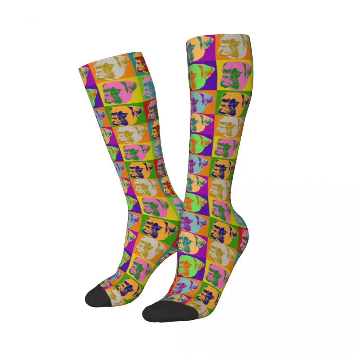 Calcetines largos de arte Pop para hombre y mujer, medias absorbentes de sudor Harajuku, Bóxer, perro, accesorios para todas las estaciones, regalos de navidad