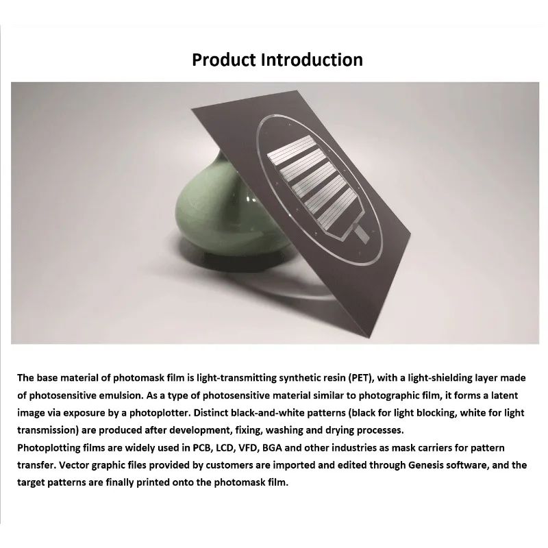 High Precision Lithography Photomask PET Film Tape, PET Substrate Mask for Laboratory Scientific Research
