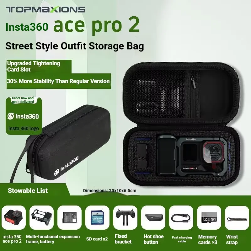 

For Insta360 Ace Pro 2/1 Xplorer Grip Storage Bag EVA Portable Travel Carrying Case For Action Camera StreetPhoto Kit Bag